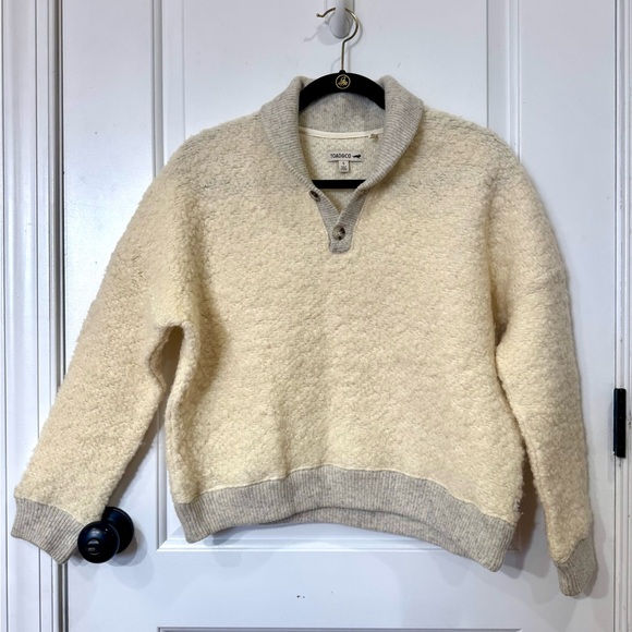 Toad&Co Sweaters - TOAD & CO LOOPY SHAWL CROPPED WOOL PULLOVER SMALL